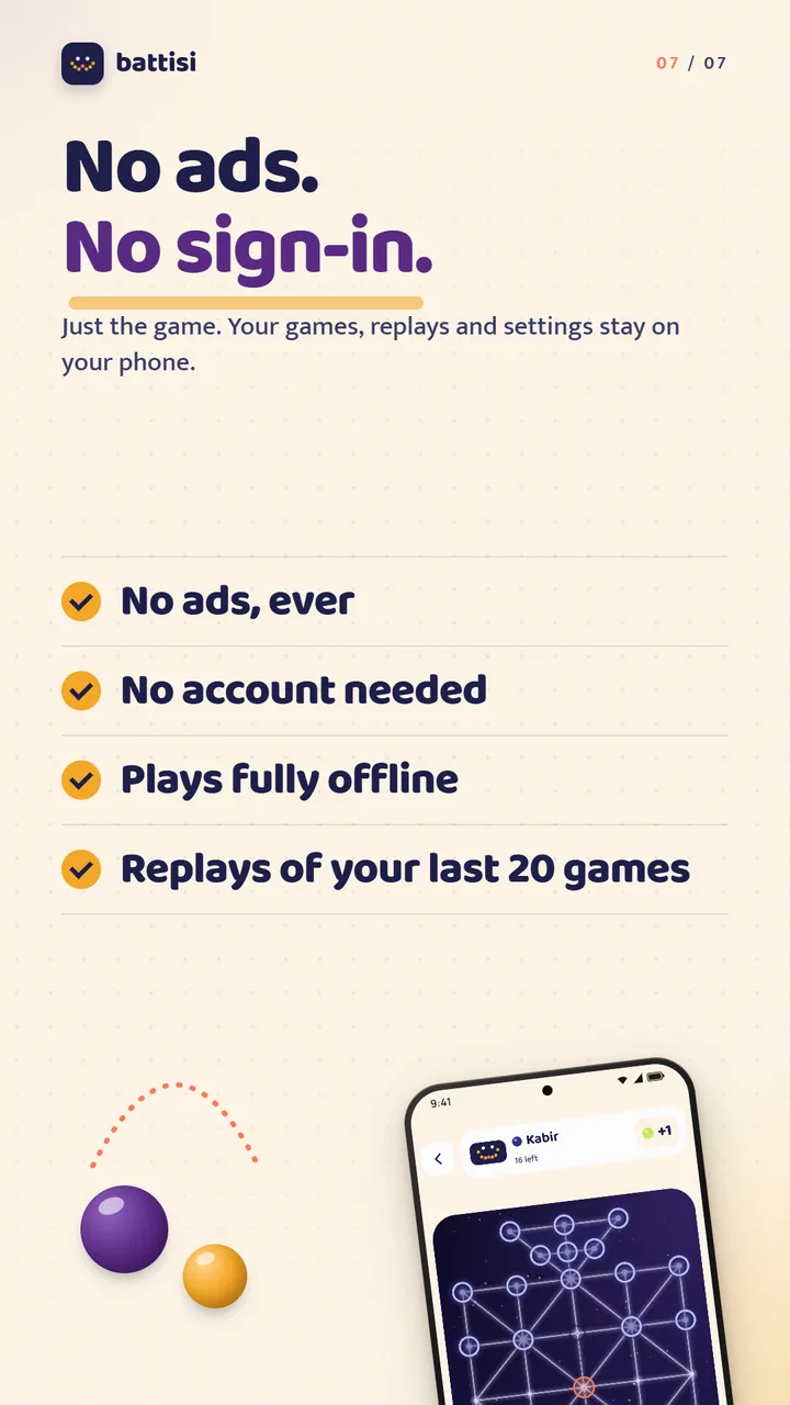 No ads, no account, plays offline