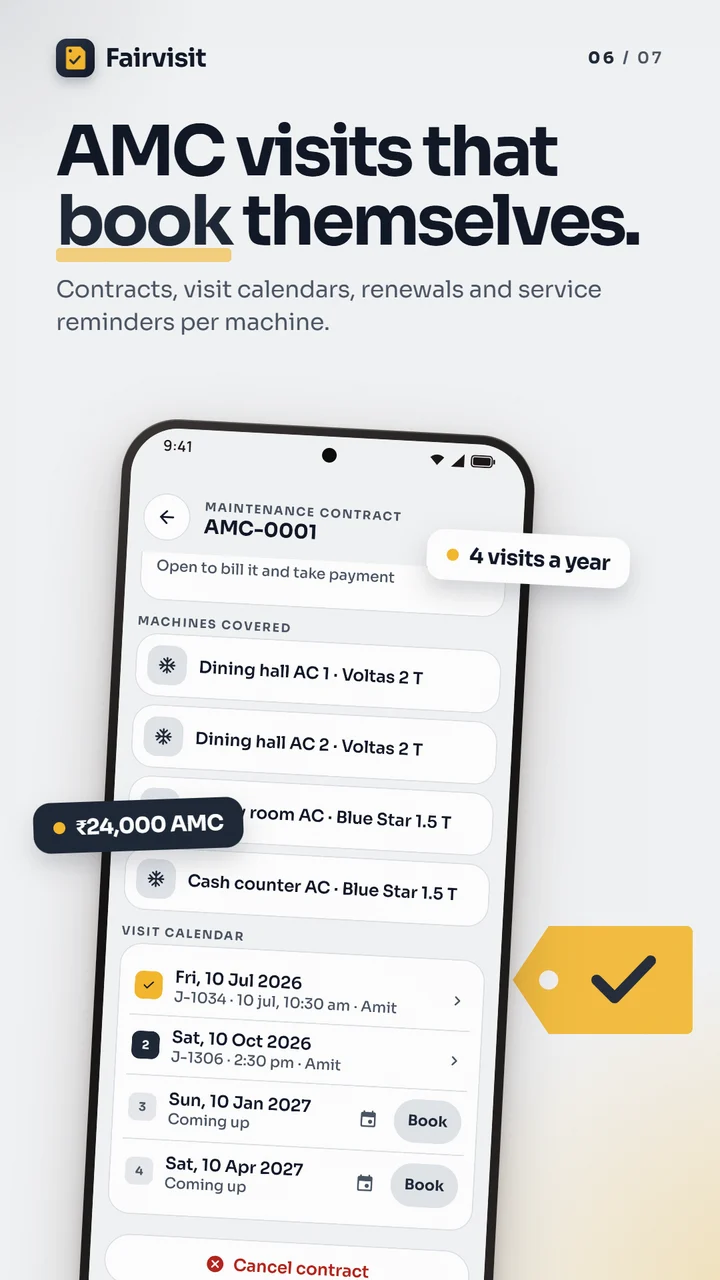 An AMC contract with four visits a year